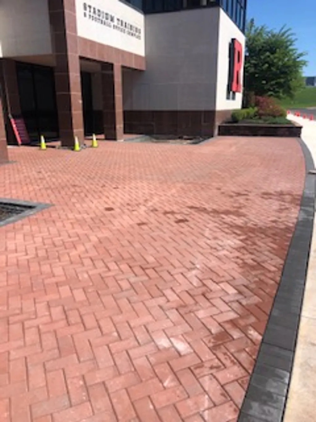 Herringbone pattern brick walkway